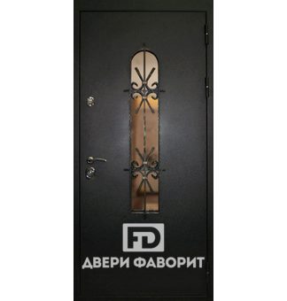 дверь стальная со стеклом в виде арки и терморазрывом