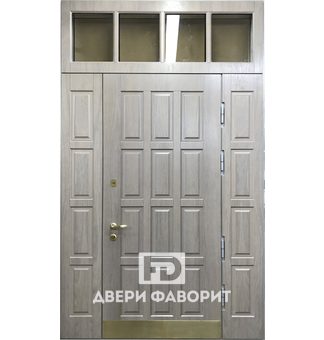 дверь из стали с боковой и верхней вставками, со стеклом и терморазрывом