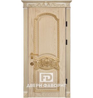 металлическая дверь с отделкой светлым массивом дерева