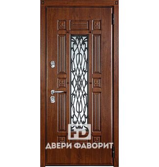Входная дверь с ковкой, стеклом и отделкой МДФ