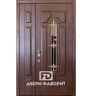 Двустворчатая дверь с отделкой массив дерева и МДФ