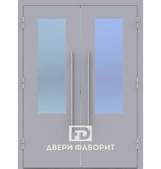 Дверь двустворчатая со стеклом в тамбур