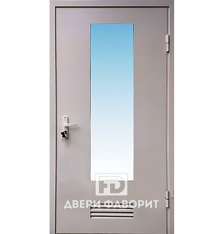 стальная дверь со стеклом для технического помещения